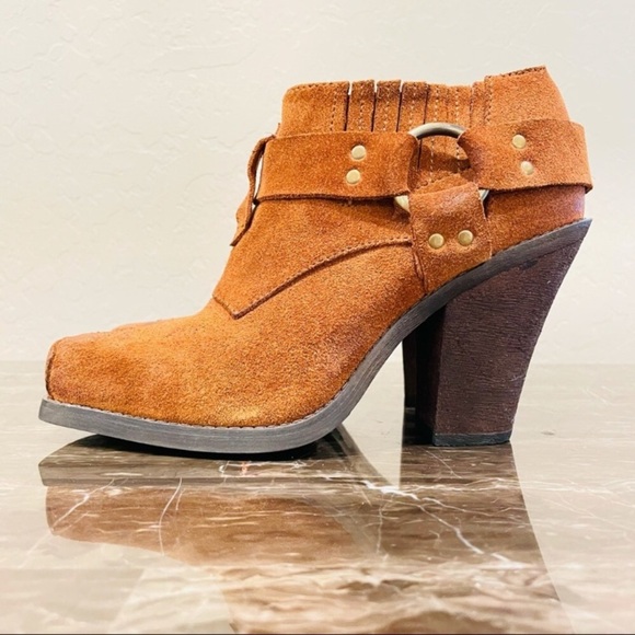 JEFFREY CAMPBELL Rumi Suede Western Style Square-Toed Ankle Boots - Picture 13 of 13